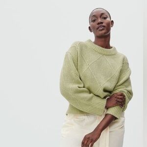 Everlane Diamond Stitch Cloud Crew Sweater Green Sage Sweater - M